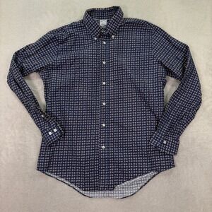Brooks Brothers Mens Large Regent Button Down Shirt Navy Paisley Cotton Preppy